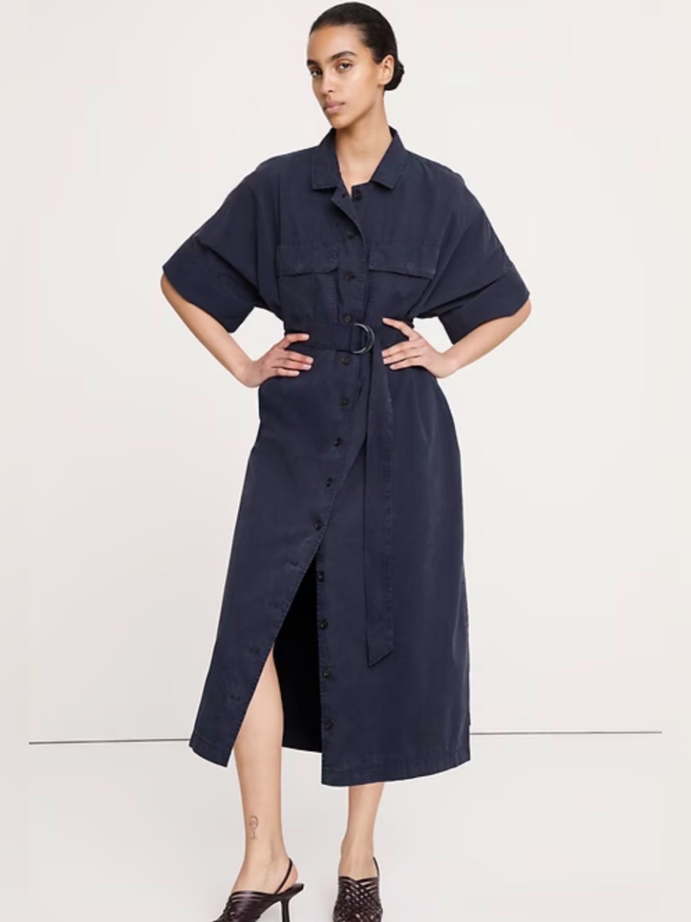 Banana Republic Utility Overdye Cotton Dress Navy #873289